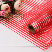 Плёнка 0,58*10м 275г глянцевая в полоску 50мкм Красный-3546 1/30