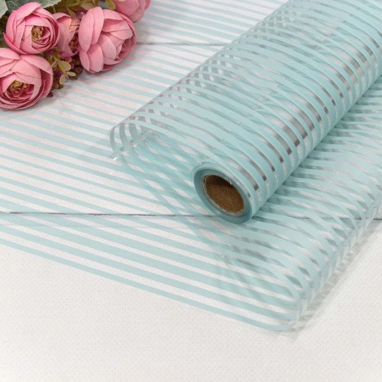 Плёнка 0,58*10м 275г глянцевая в полоску 50мкм Голубой 1/30 Плёнка 0,58*10м 275г глянцевая в полоску 50мкм Голубой 1/30