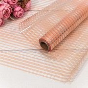 Плёнка 0,58*10м 275г глянцевая в полоску 50мкм Бледно-оранжевый 1/30