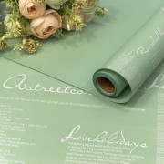 Плёнка 0,58*10м матовая с надписями 65мкм Бледно-зелёный 1/30