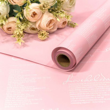 Плёнка 0,58*10м матовая с надписями 65мкм Розовый 1/30