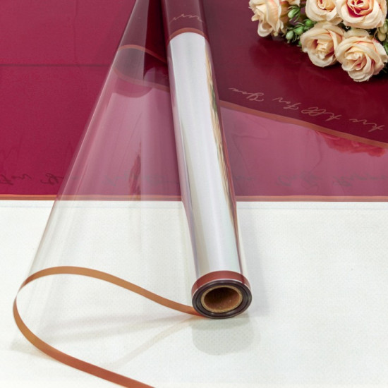 Плёнка 0,57*10м матовая/глянцевая с окошком 55мкм Винный 1/30