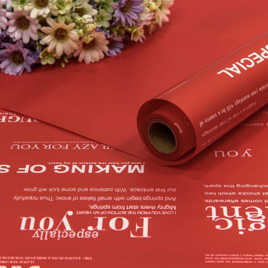 Плёнка 0,58*10м матовая с печатью 60мкм Красный-2347 1/30