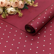 Плёнка 0,58*10м матовая "Мелкий горошек" 65мкм Винно-красный 1/30