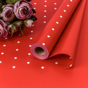 Плёнка 0,58*10м матовая "Мелкий горошек" 65мкм Красный-3546 1/30