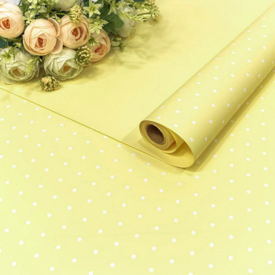 Плёнка 0,58*10м матовая "Мелкий горошек" 60мкм Бледно-жёлтый 1/30 Плёнка 0,58*10м матовая "Мелкий горошек" 60мкм Бледно-жёлтый 1/30