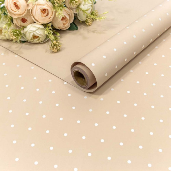 Плёнка 0,58*10м матовая "Мелкий горошек" 65мкм Бежево-серый 1/30