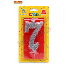 Свеча для торта Серебряный глиттер (малая) Цифра 7