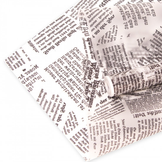 Упаковочная матовая пленка (0,6*10,3 м) Газета, Черный, 1 шт.