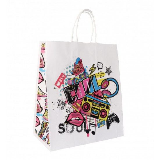 Пакет бумажный 100 г/м2 крученые ручки 250*220*120 Граффити (250, 0)