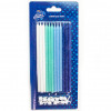 Свечи Гармония, Голубой микс, с блестками, 14,5 см, 12 шт. с держат.