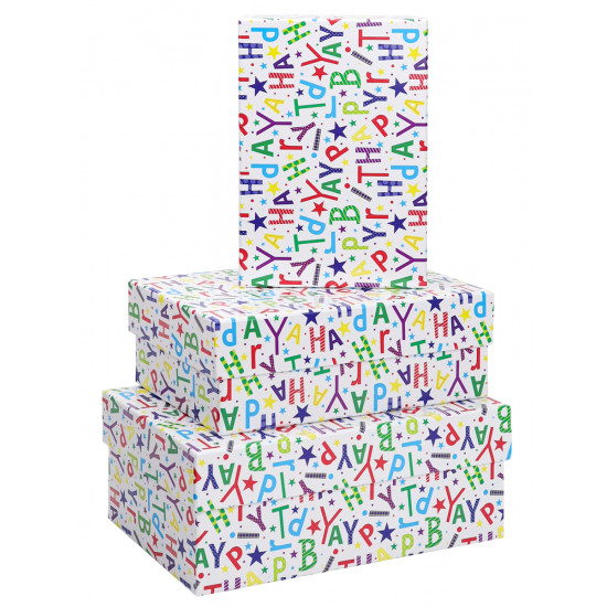 Набор прямоугольных коробок 3 в 1 Буквы (19х12х7,5 - 15х10х5 см) "Собств. разраб." Набор прямоугольных коробок 3 в 1 Буквы (19х12х7,5 - 15х10х5 см) "Собств. разраб."