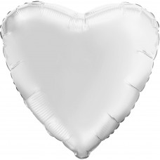 Шар (19''/48 см) Сердце, Белый, 1 шт.